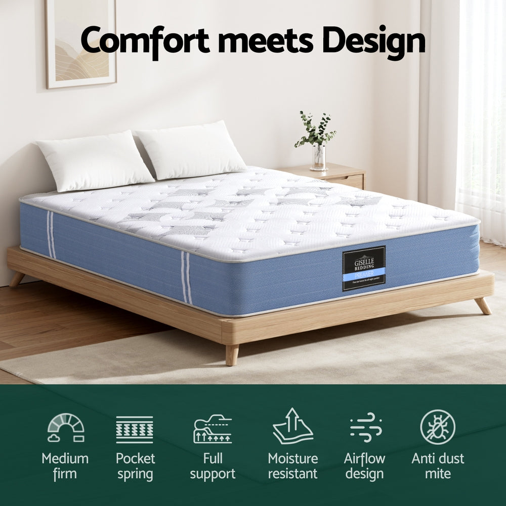 25cm Giselle Mattress Double Bed Pocket Spring Mattresses MATTRESS-E-SNOW-25-D