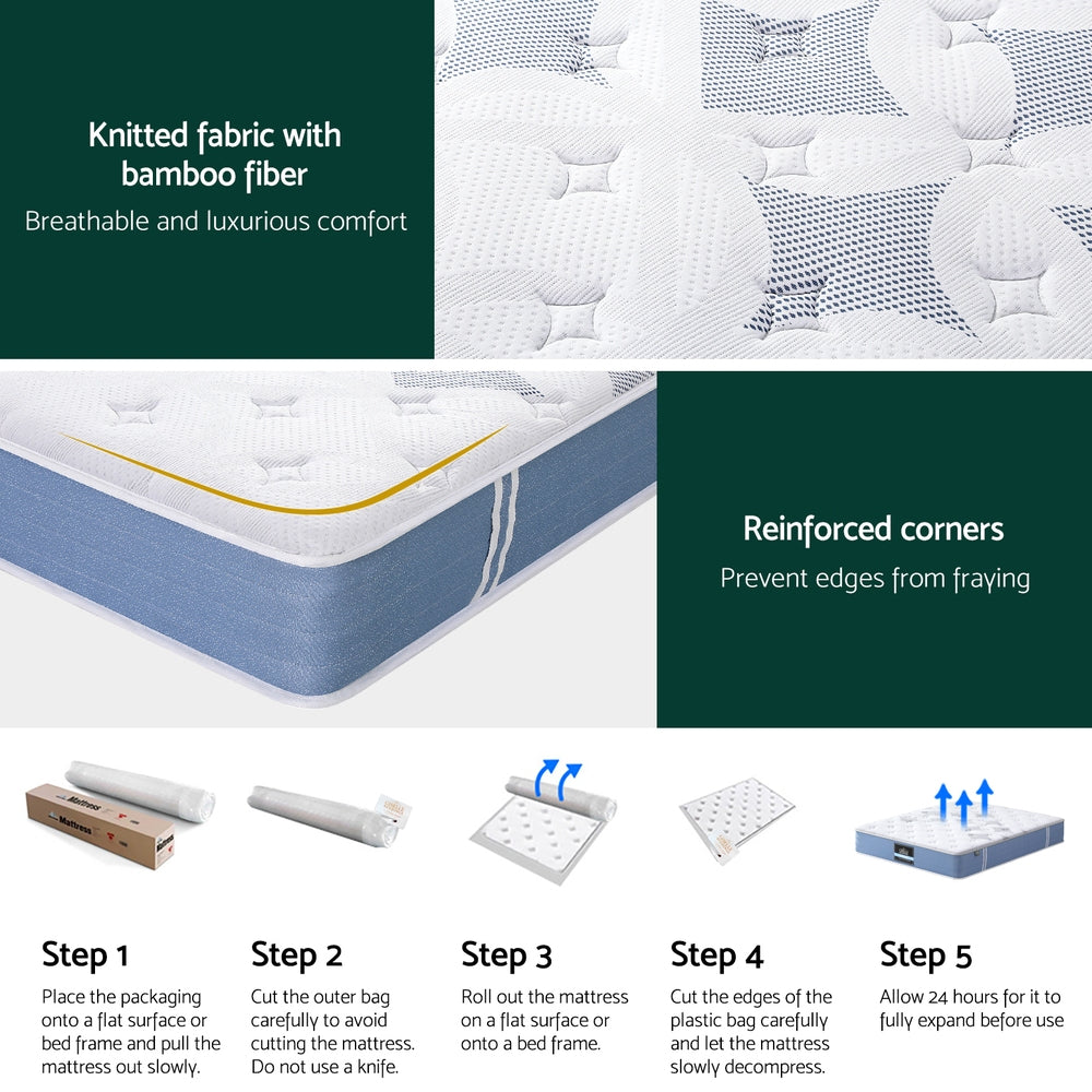 25cm Giselle Mattress King Bed Pocket Spring Mattresses MATTRESS-E-SNOW-25-K