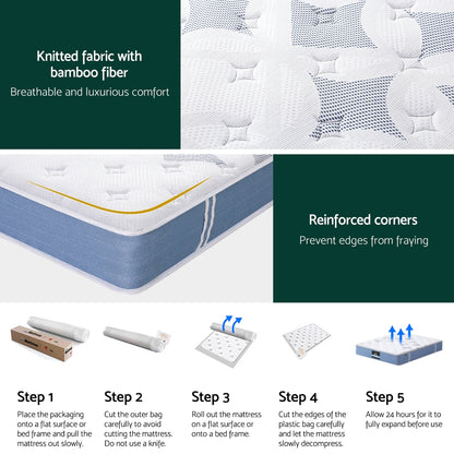 25cm Giselle Mattress King Bed Pocket Spring Mattresses MATTRESS-E-SNOW-25-K