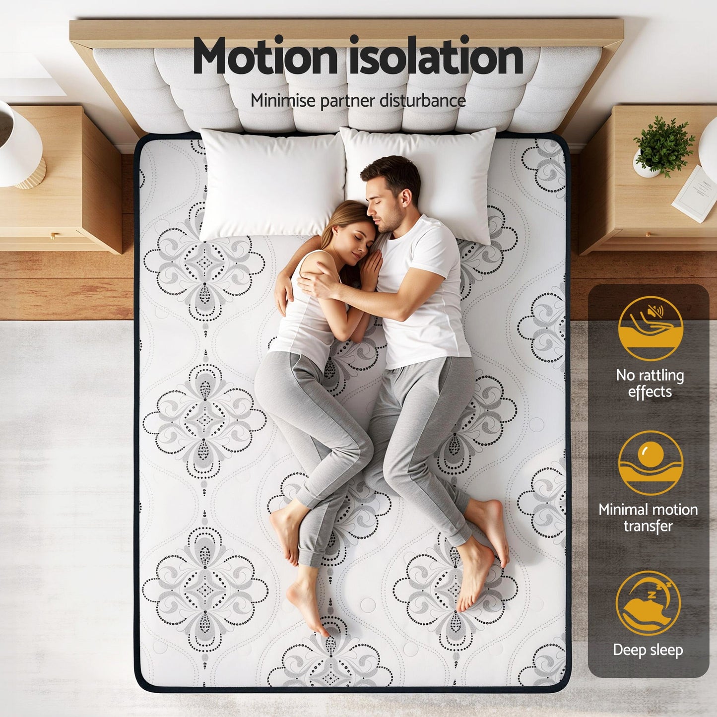 Giselle Bedding Double Mattress 30cm Pocket Spring Euro Top Medium Firm Foam MATTRESS-E-VERVE-30-D