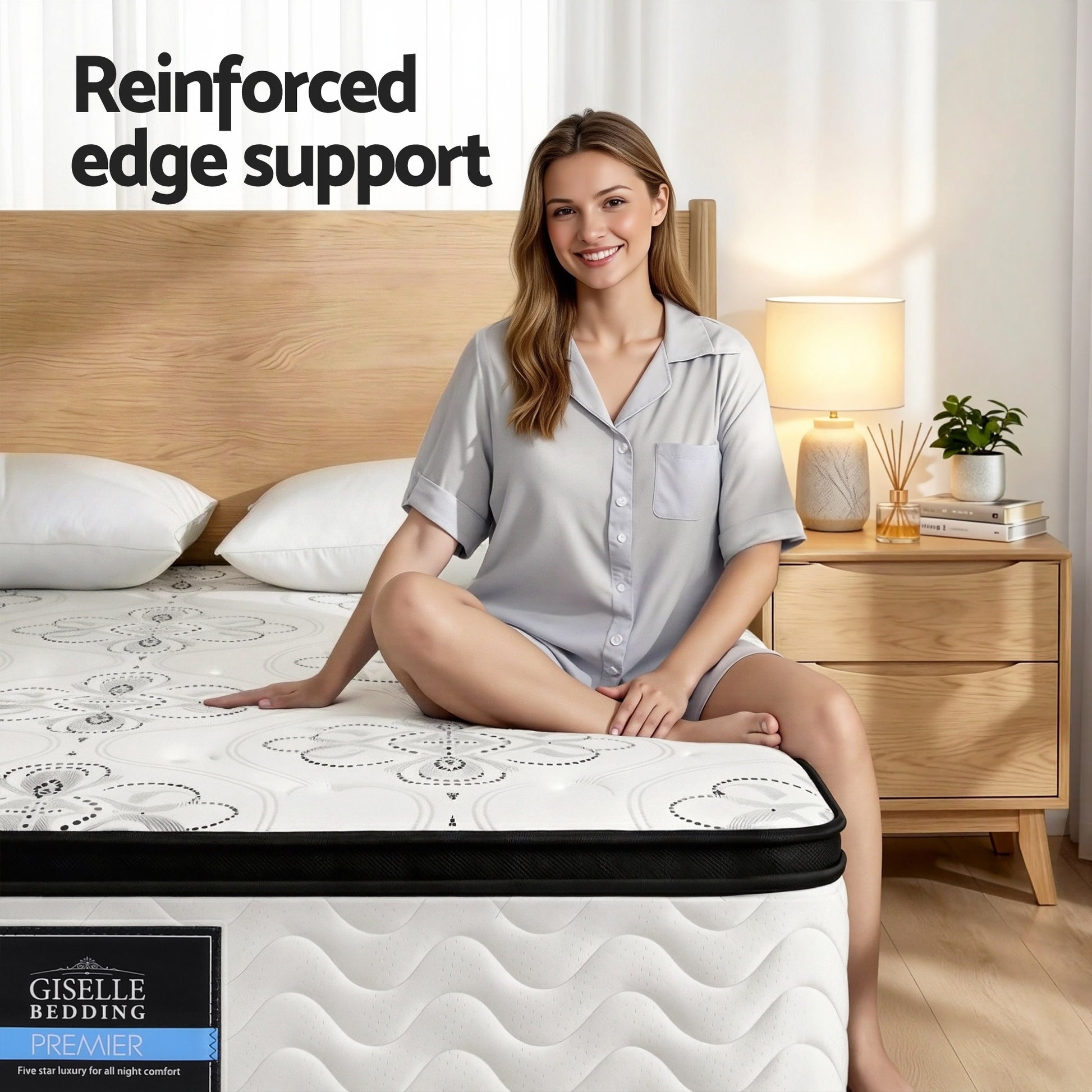 Giselle Bedding Double Mattress 30cm Pocket Spring Euro Top Medium Firm Foam MATTRESS-E-VERVE-30-D
