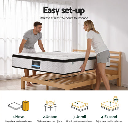 Giselle Bedding Double Mattress 30cm Pocket Spring Euro Top Medium Firm Foam MATTRESS-E-VERVE-30-D