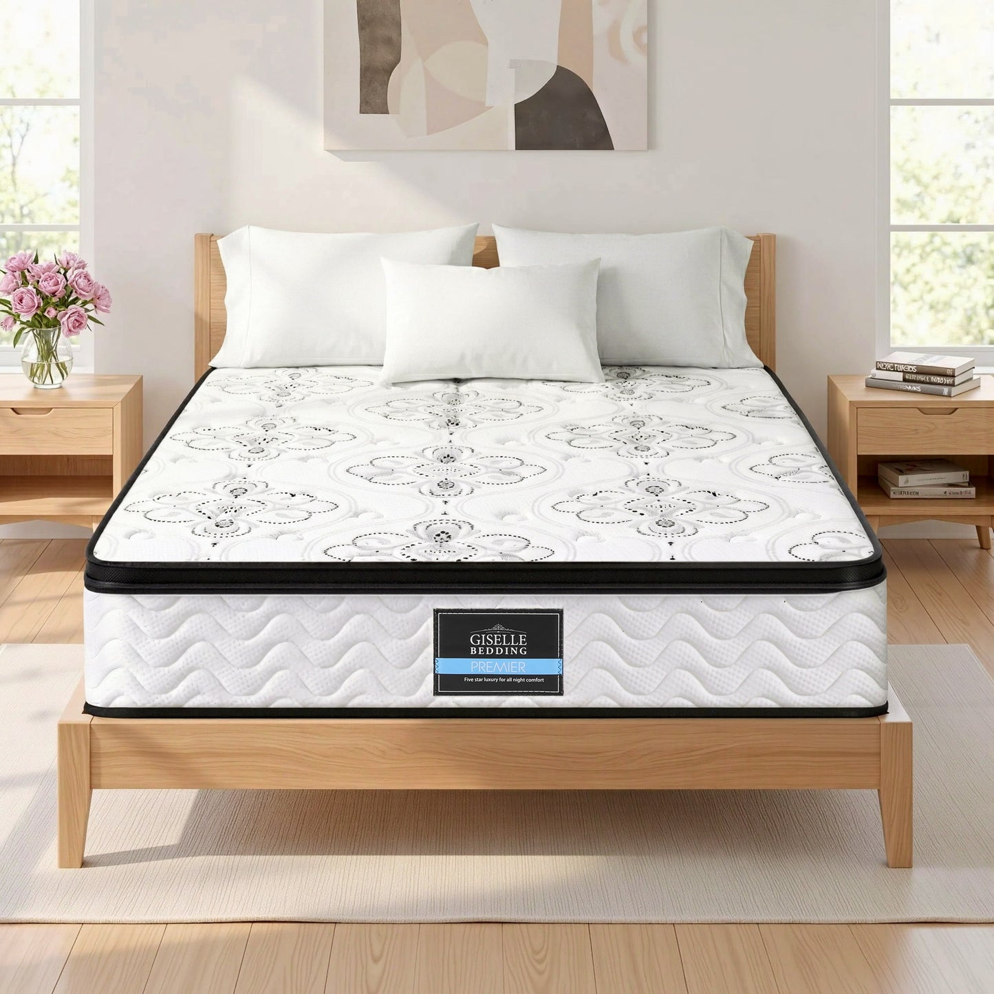 Giselle Bedding King Mattress 30cm Pocket Spring Euro Top Medium Firm Foam MATTRESS-E-VERVE-30-K
