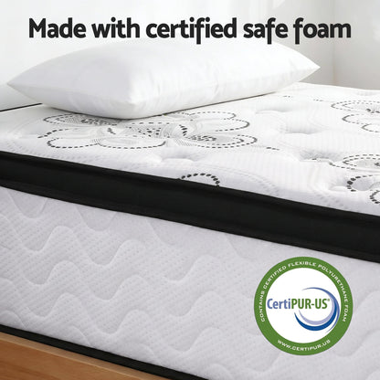 Giselle Bedding Single Mattress 30cm Pocket Spring Euro Top Medium Firm Foam MATTRESS-E-VERVE-30-S