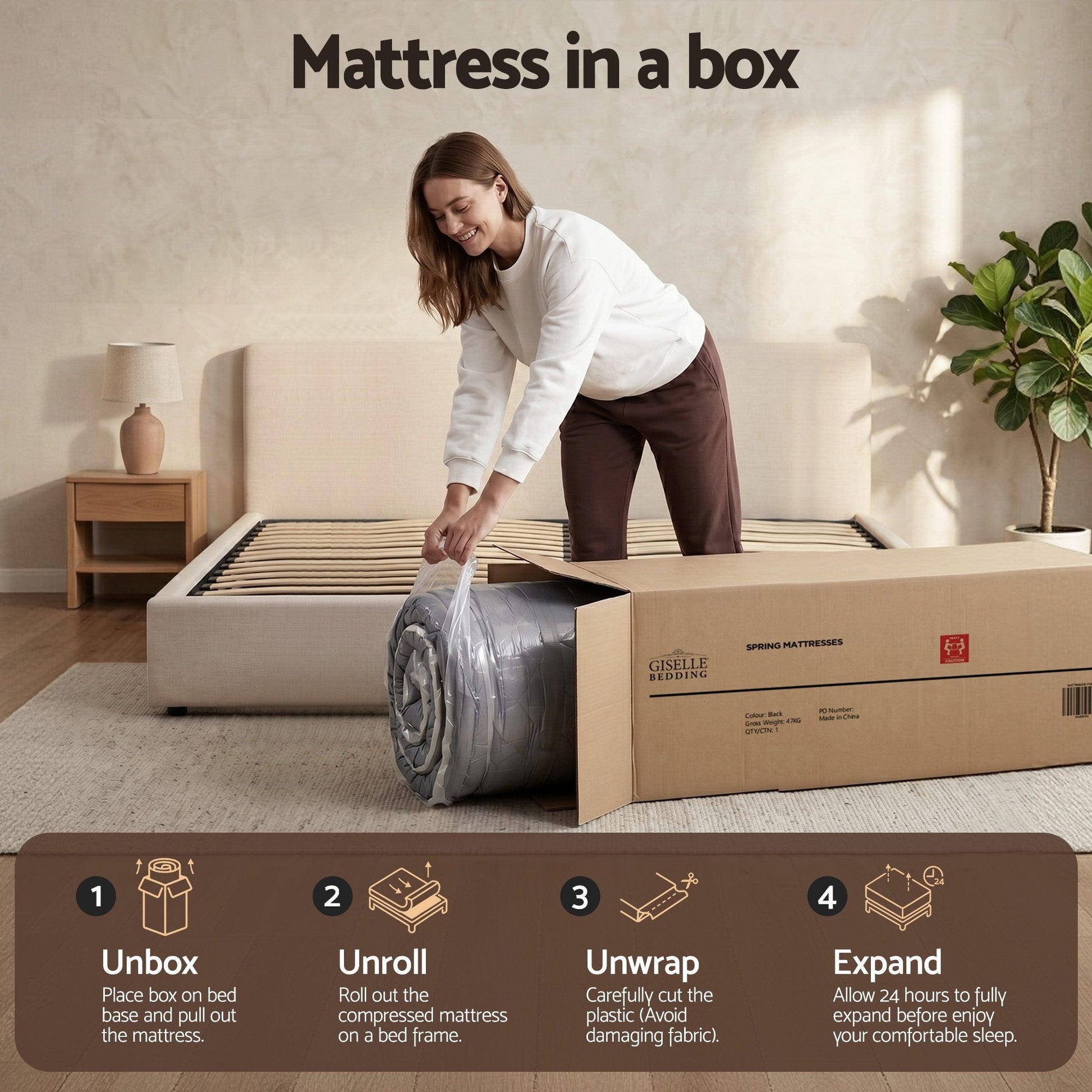 Giselle Mattress 35cm Hybrid Pocket Spring Euro Top King MATTRESS-FE35-K