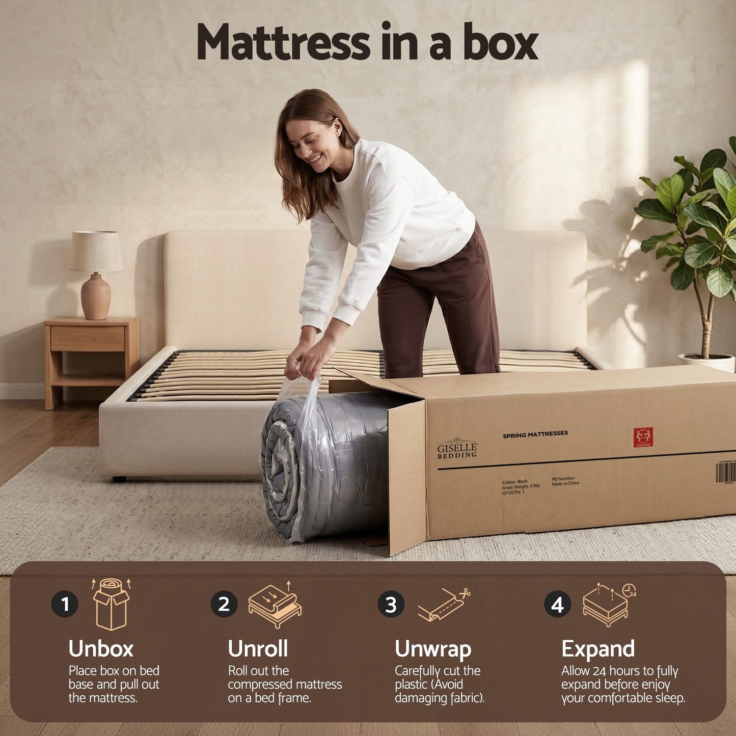 Giselle Mattress 35cm Hybrid Pocket Spring Euro Top Queen MATTRESS-FE35-Q
