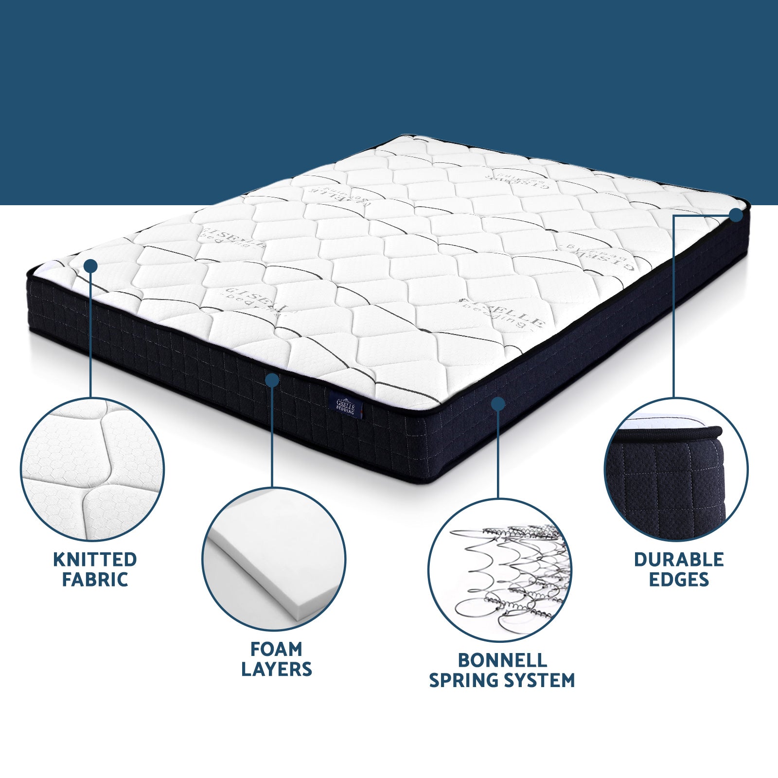 Giselle Bedding 16cm Mattress Medium Firm Double MATTRESS-GLAY-D