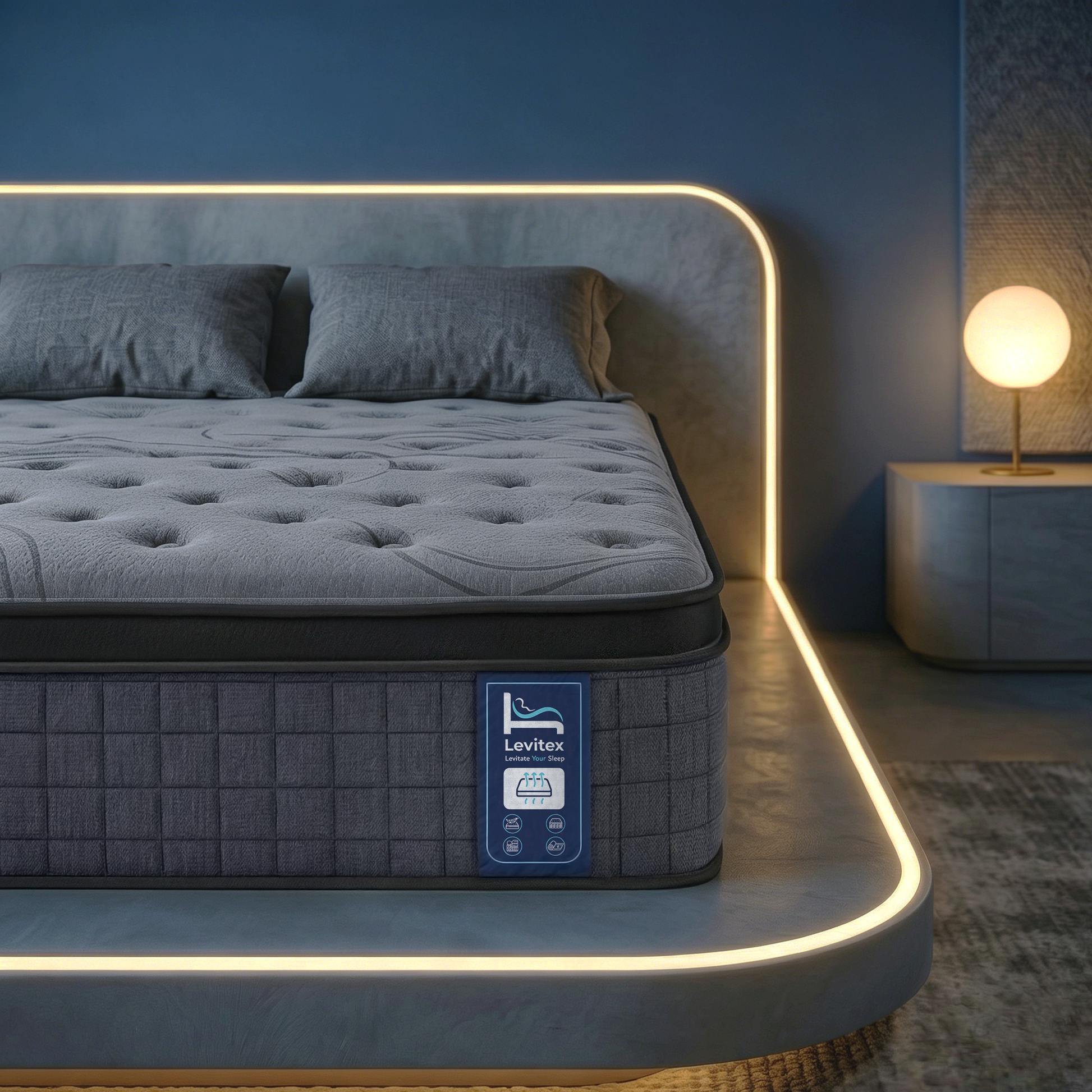 Levitex Queen Mattress 33 cm 7-Zone Pocket Spring 8.0 Extra Firm with Dual-Row Edge Support & Breathable Knit MATTRESS-LV-AETHER-33-Q