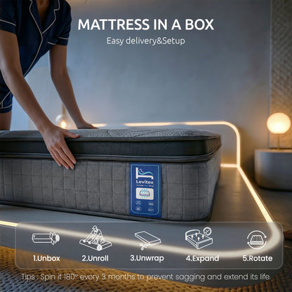 Levitex Single Mattress 33 cm 7-Zone Pocket Spring 8.0 Extra Firm with Dual-Row Edge Support & Breathable MATTRESS-LV-AETHER-33-S