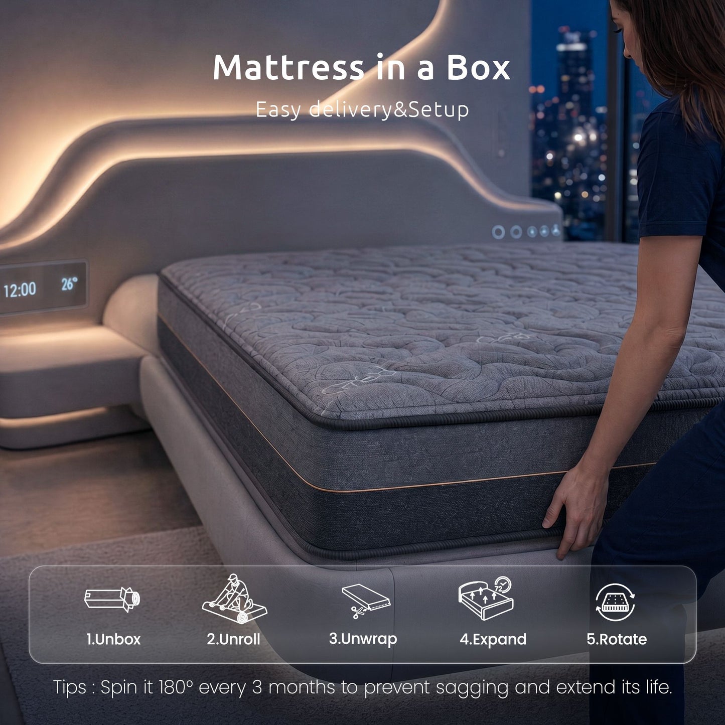 Levitex Single Mattress 25 cm Hybrid Pocket Spring with 4cm Egg Crate Foam for Deep Sleep Bamboo Charcoal MATTRESS-LV-LUMINA-25-S