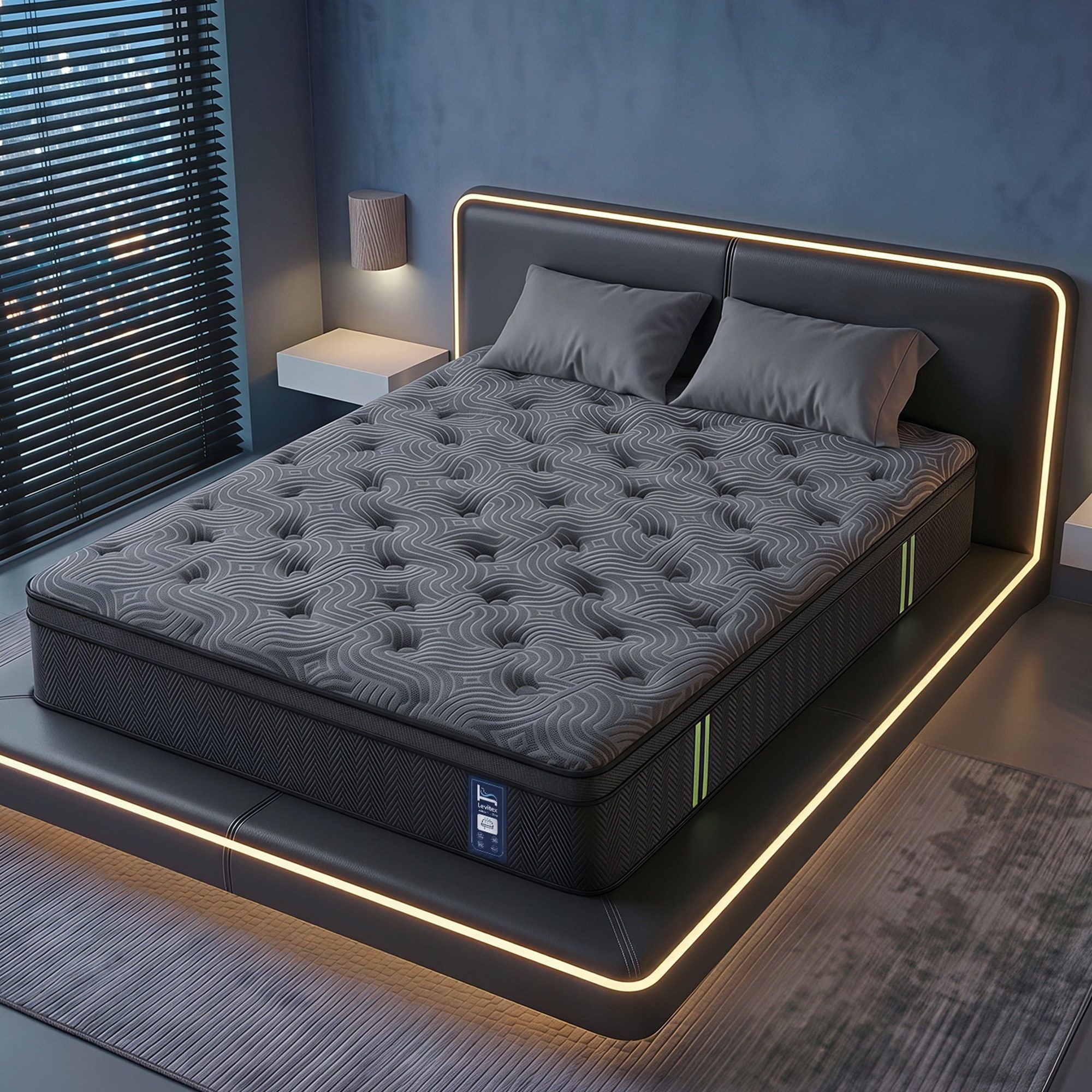 Levitex King Mattress 34 cm 5-Zone Pressure Relief  Pocket Spring with Reinforced Edge Support & Breathable Gel Memory Foam Hybrid Mattress