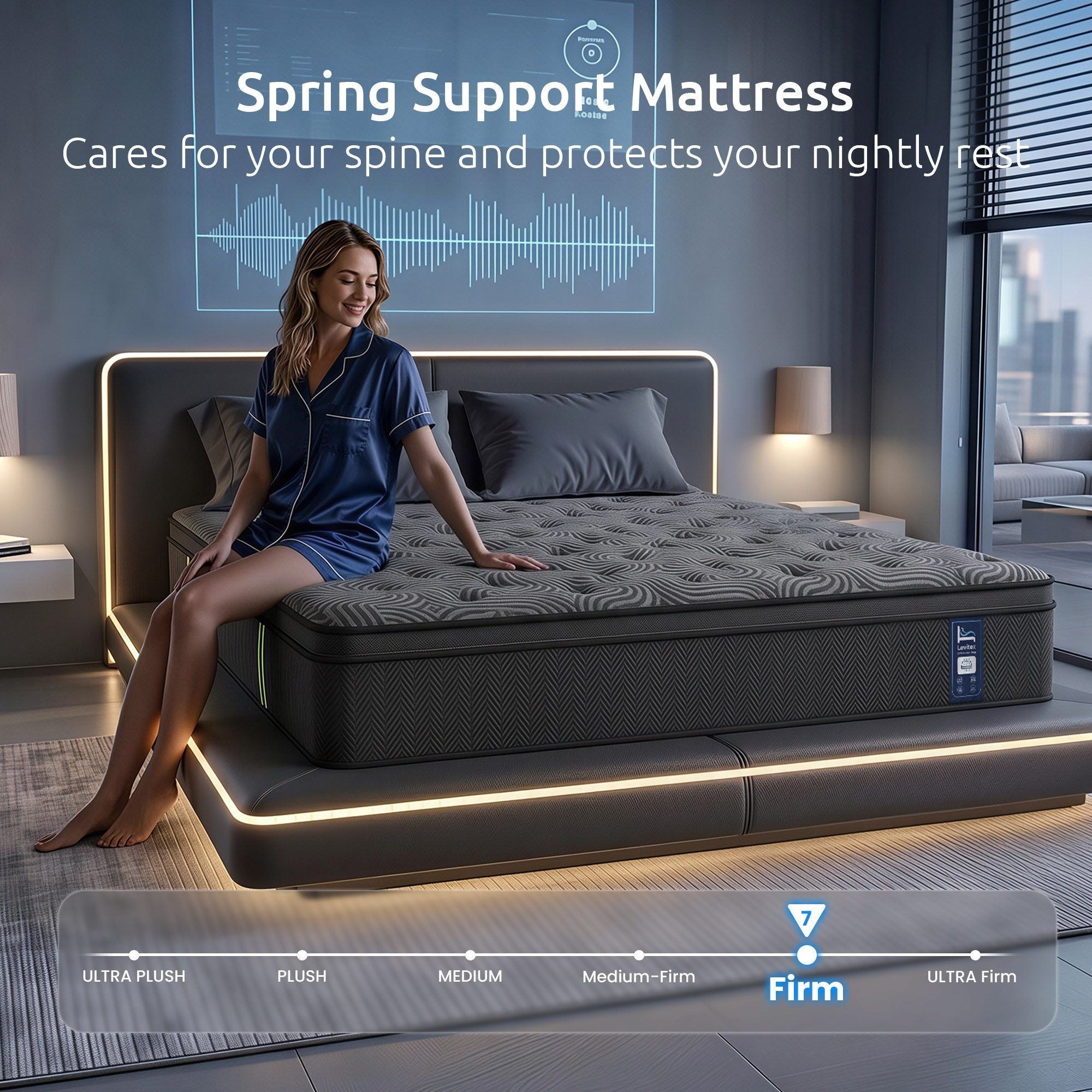 Levitex King Mattress 34 cm 5-Zone Pressure Relief  Pocket Spring with Reinforced Edge Support & Breathable Gel Memory Foam Hybrid Mattress