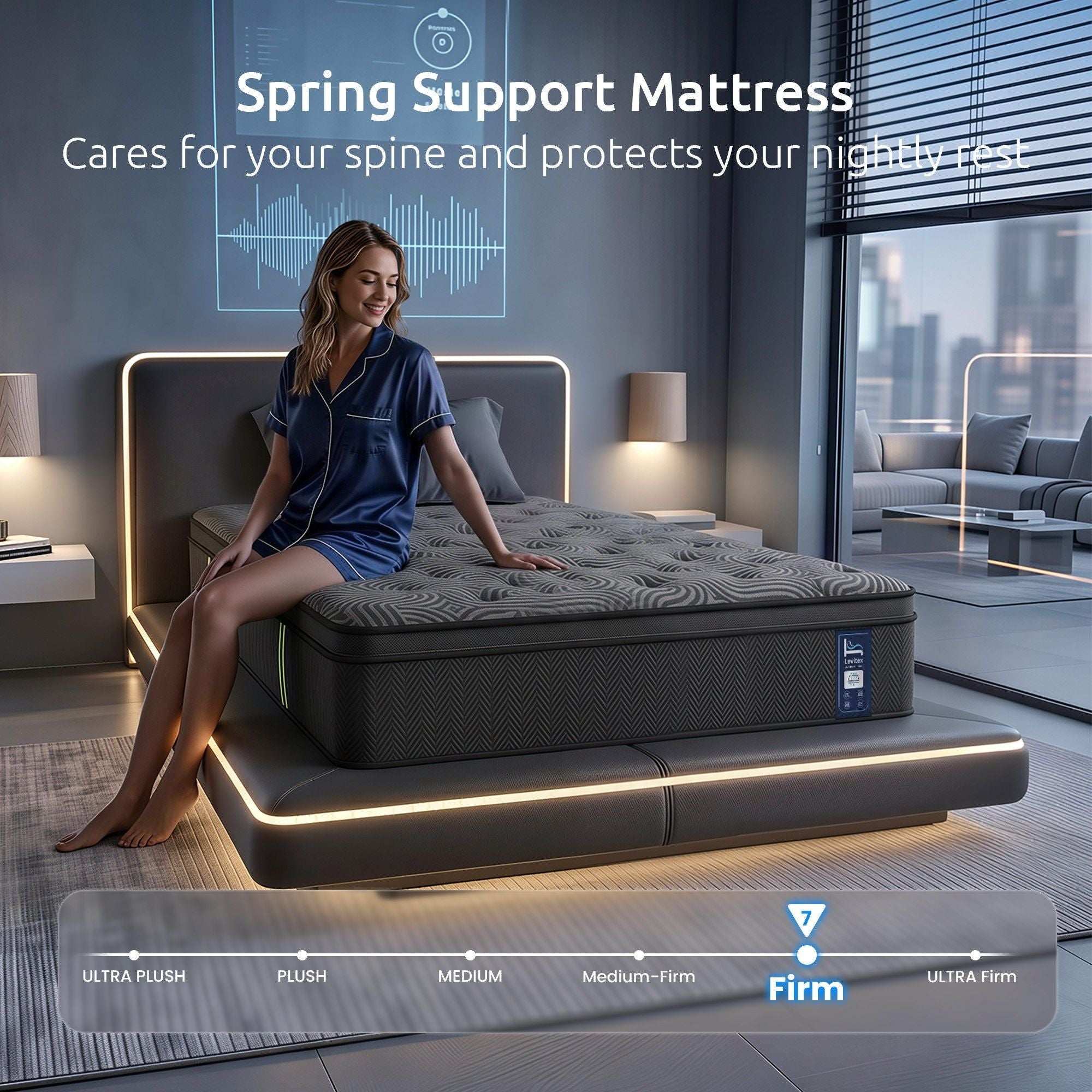 Levitex King Single Mattress 34 cm 5-Zone Pressure Relief  Pocket Spring with Reinforced Edge Support & Breathable Gel Memory Foam Hybrid Mattress