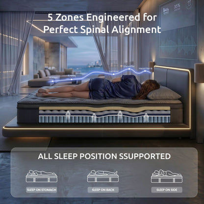 Levitex Queen Mattress 34 cm 5-Zone Pressure Relief Pocket Spring with Reinforced Edge Support & Breathable MATTRESS-LV-ORION-34-Q