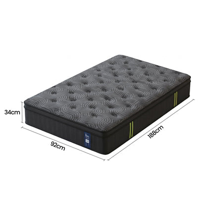 Levitex Single Mattress 34 cm 5-Zone Pressure Relief Pocket Spring with Reinforced Edge Support & Breathable MATTRESS-LV-ORION-34-S