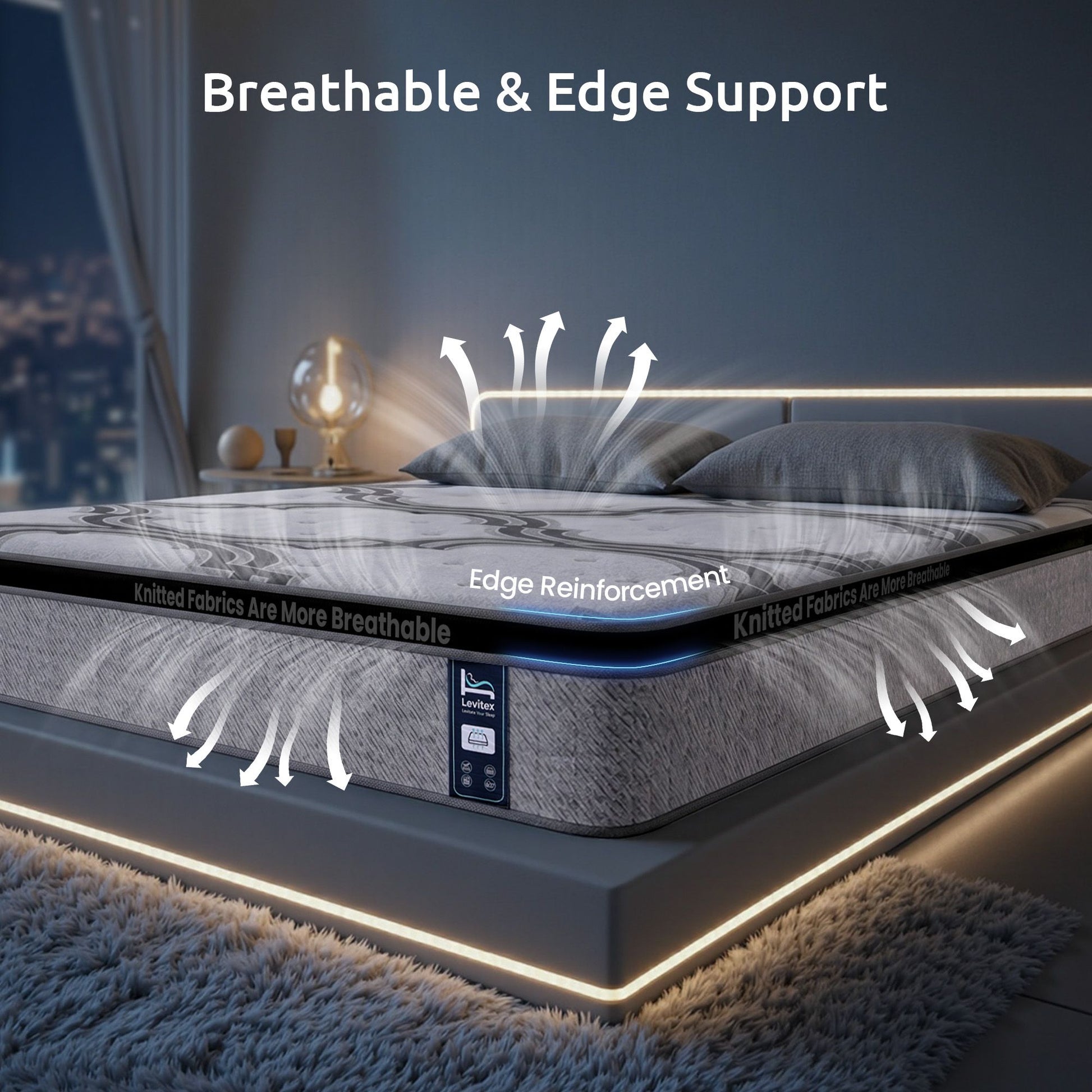 Levitex Double Mattress 34 cm 5-Zone Pocket Spring with Latex & Memory Foam or Extra Lumbar & Shoulder Support MATTRESS-LV-VELA-34-D