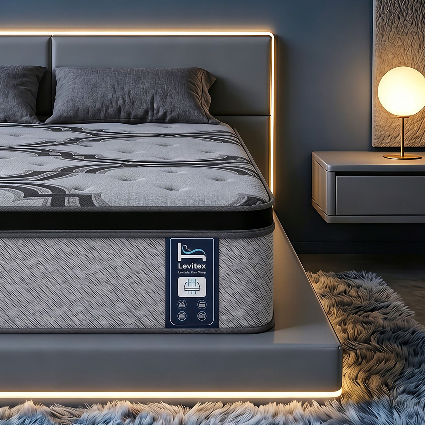 Levitex King Mattress 34 cm 5-Zone Pocket Spring with Latex & Memory Foam or Extra Lumbar & Shoulder Support MATTRESS-LV-VELA-34-K