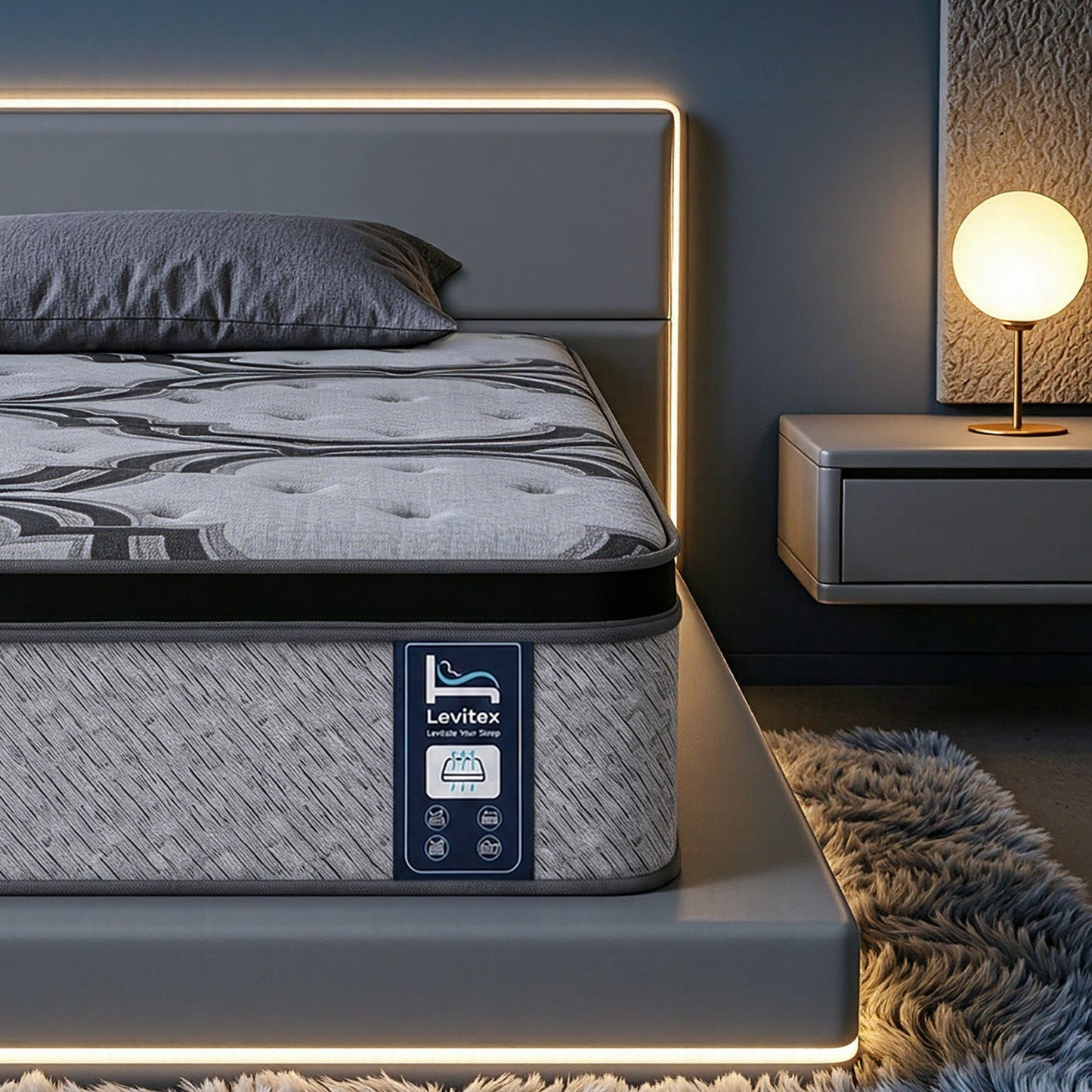 Levitex King Single Mattress 34 cm 5-Zone Pocket Spring with Latex & Memory Foam or Extra Lumbar & Shoulder MATTRESS-LV-VELA-34-KS
