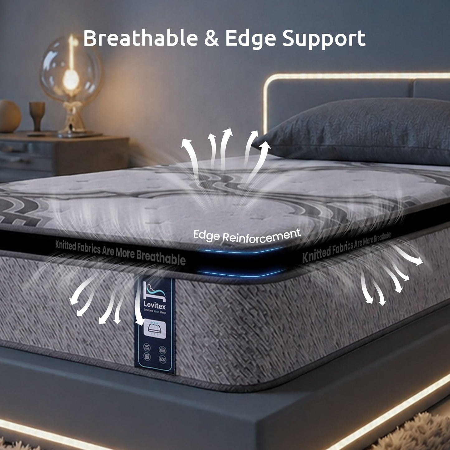 Levitex King Single Mattress 34 cm 5-Zone Pocket Spring with Latex & Memory Foam or Extra Lumbar & Shoulder MATTRESS-LV-VELA-34-KS