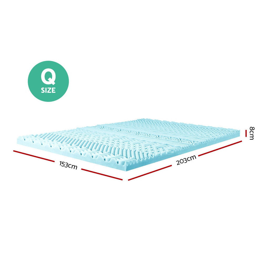 Giselle Bedding Memory Foam Mattress Topper 11-Zone 8cm Queen MATTRESS-TOP-11Z-8-BL-Q