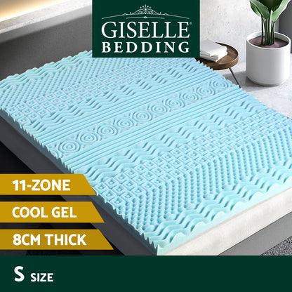 Giselle Bedding Memory Foam Mattress Topper 11-Zone 8cm Single MATTRESS-TOP-11Z-8-BL-S