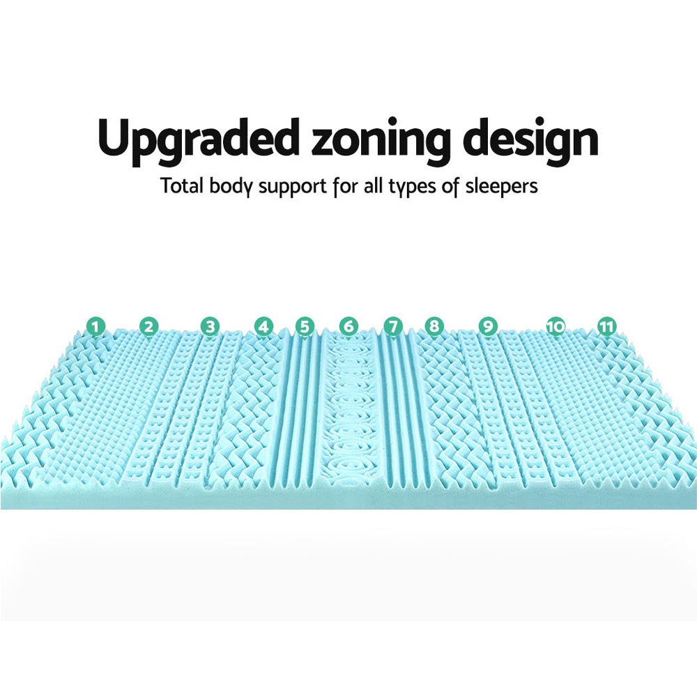 Giselle Bedding Memory Foam Mattress Topper 11-Zone 8cm Single MATTRESS-TOP-11Z-8-BL-S