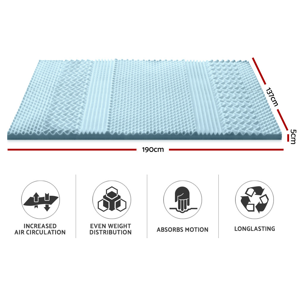 Giselle Bedding Memory Foam Mattress Topper 7-Zone 5cm Double MATTRESS-TOP-7Z-5-BL-D