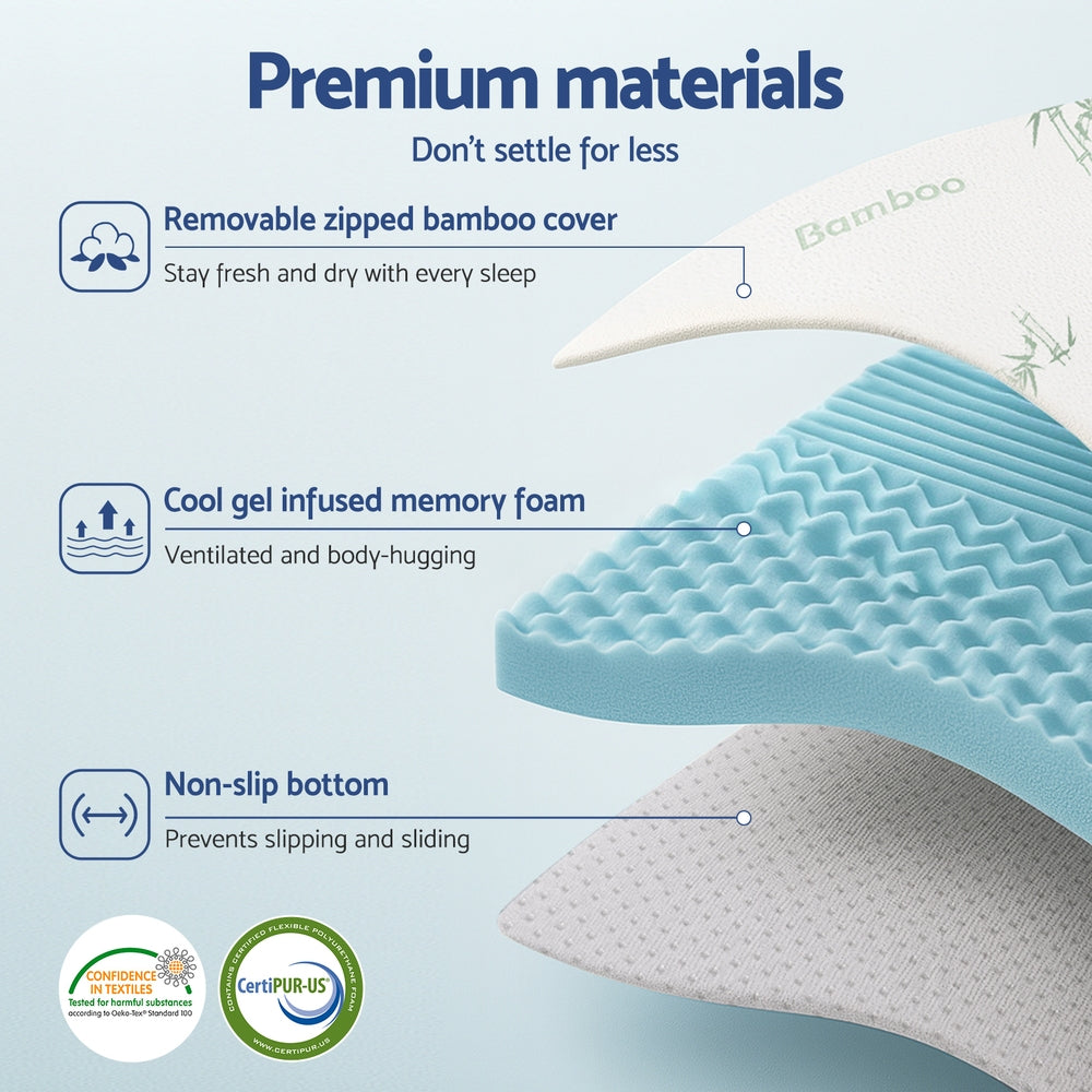 Giselle Bedding 5cm Memory Foam Mattress Topper 7-Zone King Single MATTRESS-TOP-7Z-5-BL-KS
