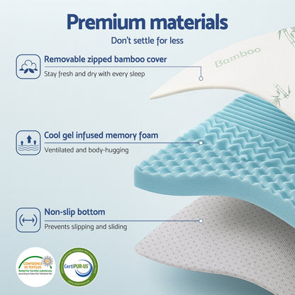 Giselle Bedding 5cm Memory Foam Mattress Topper 7-Zone King Single MATTRESS-TOP-7Z-5-BL-KS