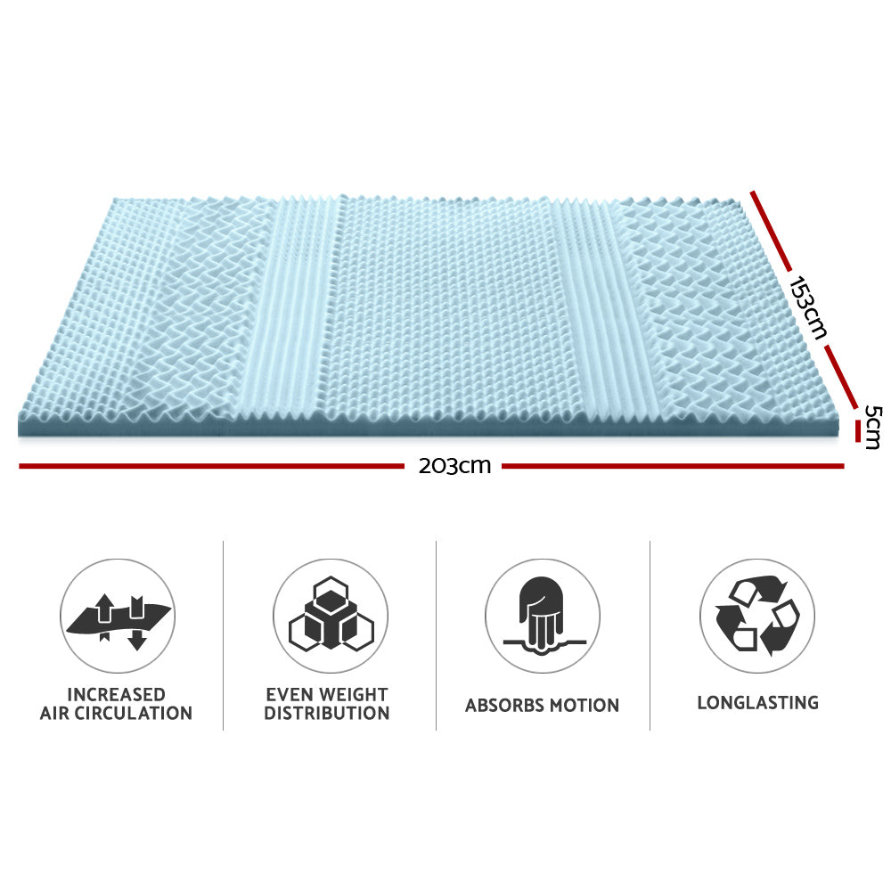 Giselle Bedding Memory Foam Mattress Topper 7-Zone 5cm Queen MATTRESS-TOP-7Z-5-BL-Q