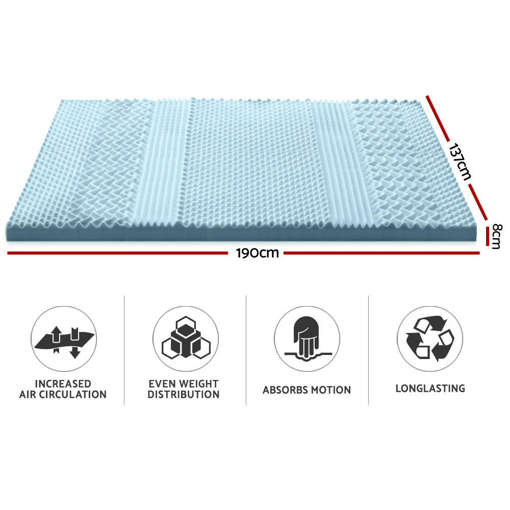 Giselle Bedding Memory Foam Mattress Topper 7-Zone 8cm Double MATTRESS-TOP-7Z-8-BL-D