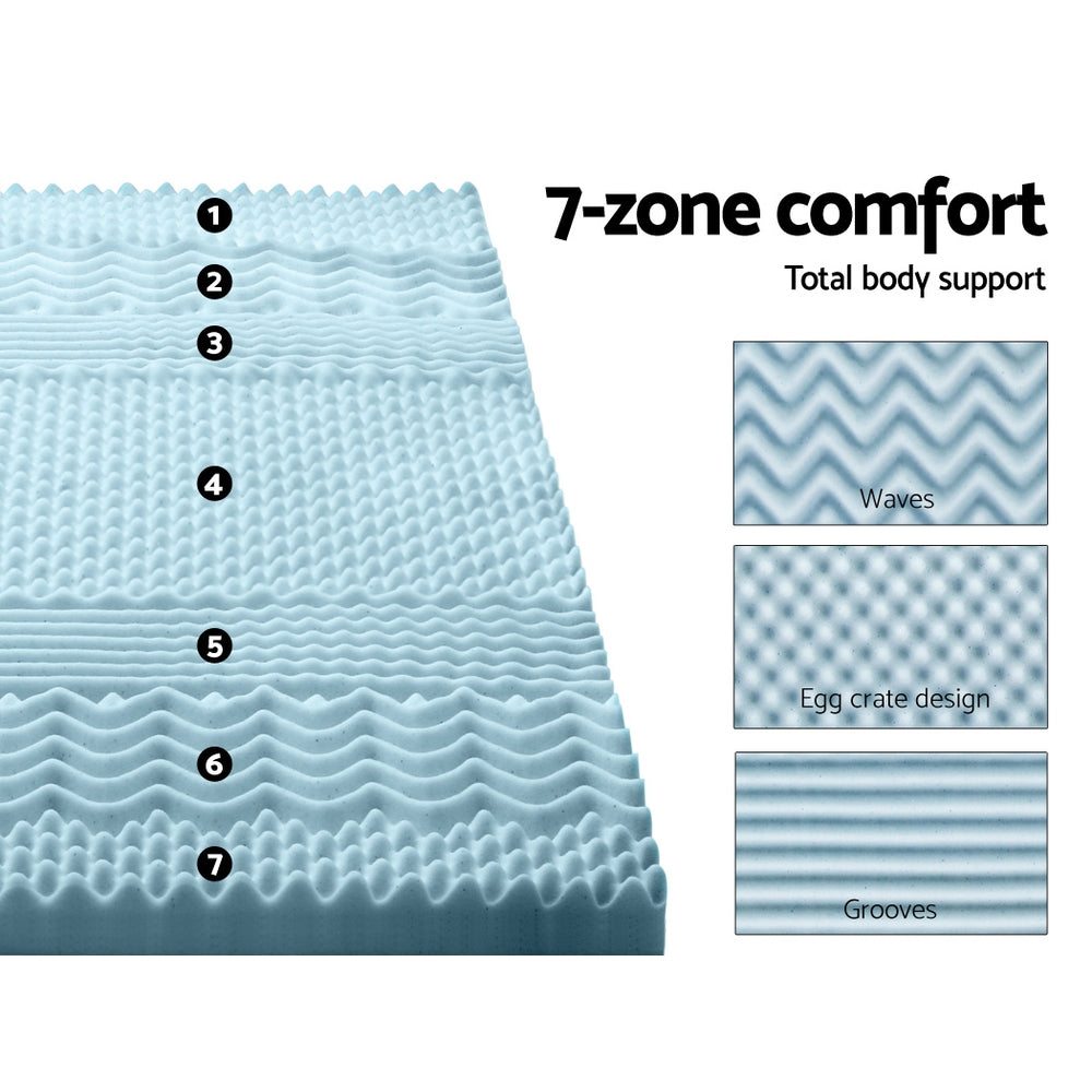 Giselle Bedding Memory Foam Mattress Topper 7-Zone 8cm King MATTRESS-TOP-7Z-8-BL-K