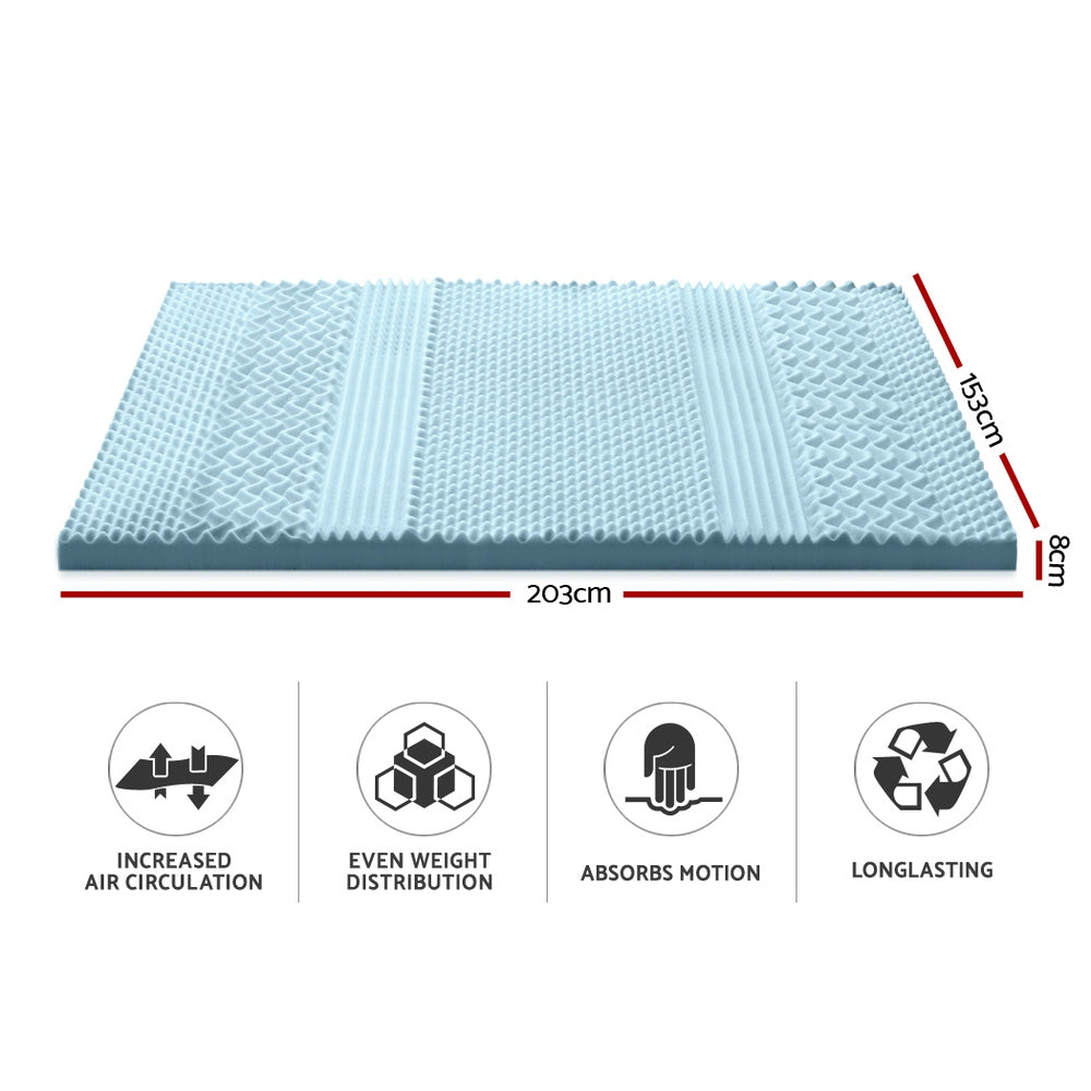 Giselle Bedding Memory Foam Mattress Topper 7-Zone 8cm Queen MATTRESS-TOP-7Z-8-BL-Q