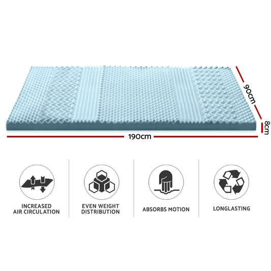 Giselle Bedding Memory Foam Mattress Topper 7-Zone 8cm Single MATTRESS-TOP-7Z-8-BL-S