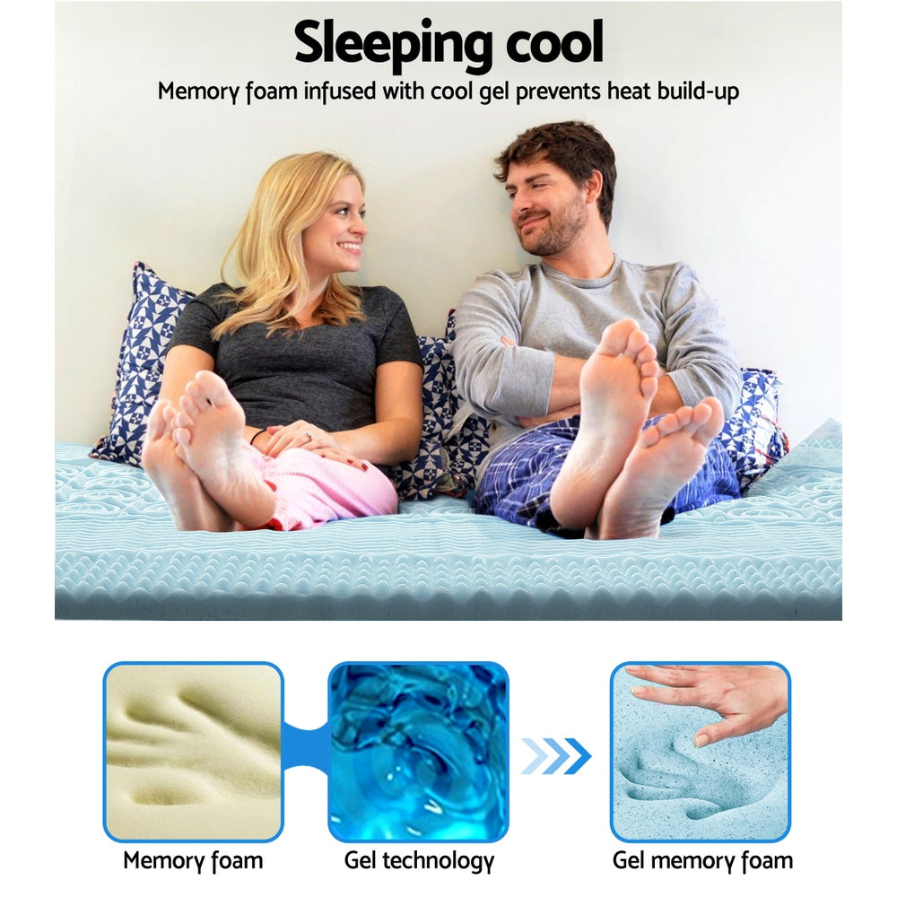 Giselle Bedding Memory Foam Mattress Topper 7-Zone 8cm Single MATTRESS-TOP-7Z-8-BL-S