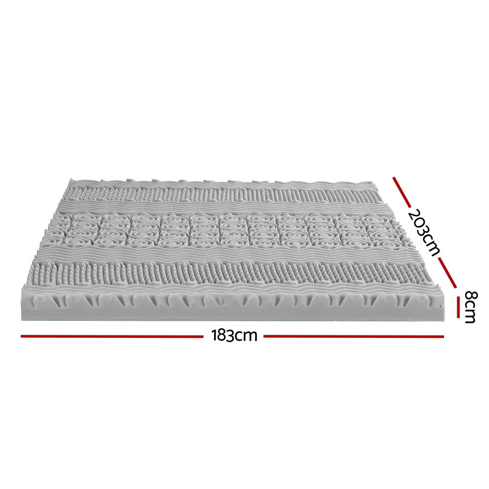 Giselle Bedding 8cm Memory Foam Mattress Topper 7-Zone Graphite King MATTRESS-TOP-7Z-8-GY-K