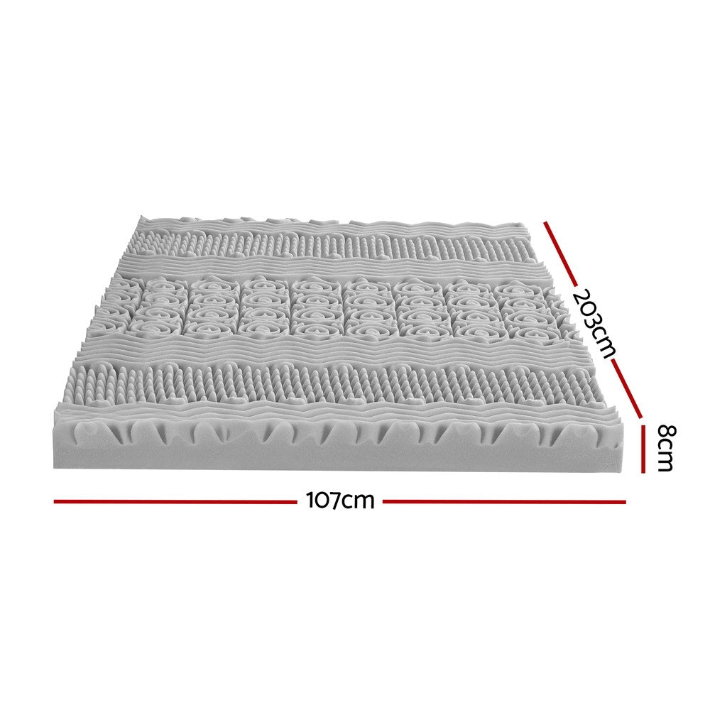 Giselle Bedding 8cm Memory Foam Mattress Topper 7-Zone Graphite King Single MATTRESS-TOP-7Z-8-GY-KS