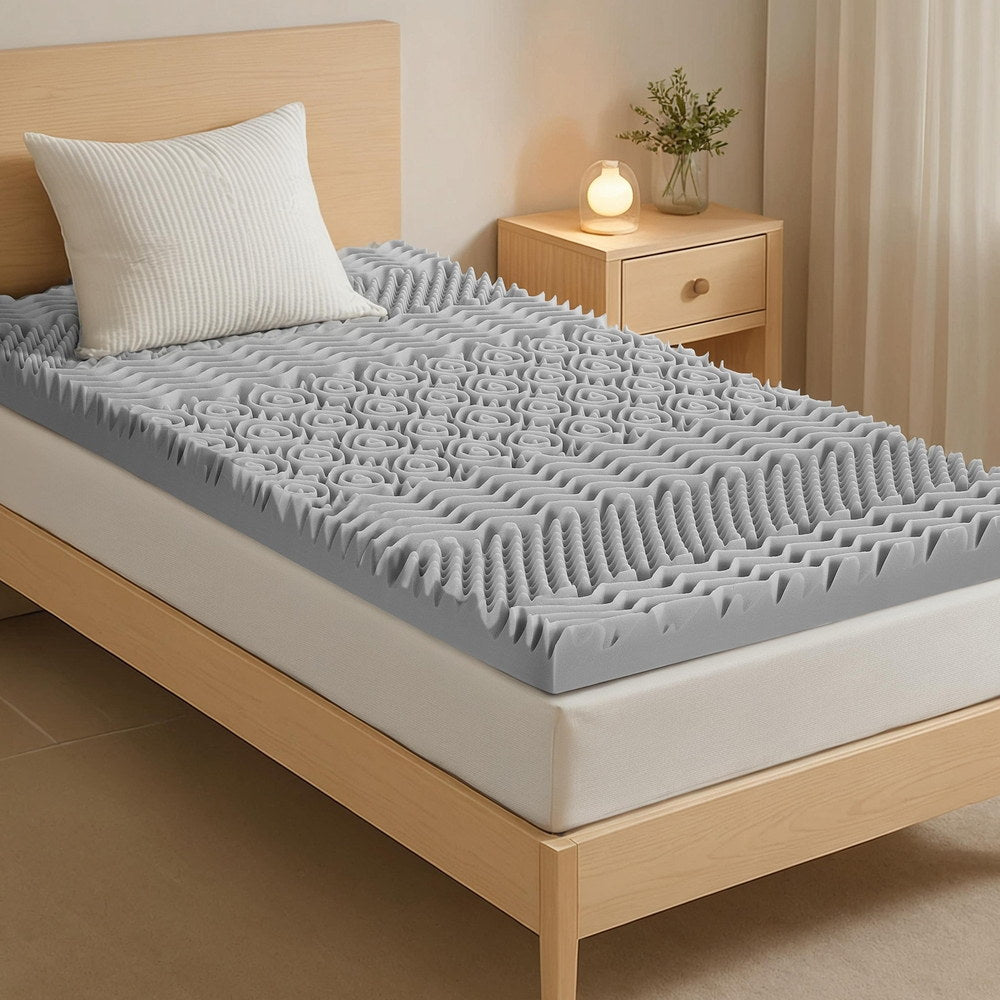 Giselle Bedding 8cm Memory Foam Mattress Topper 7-Zone Graphite King Single MATTRESS-TOP-7Z-8-GY-KS
