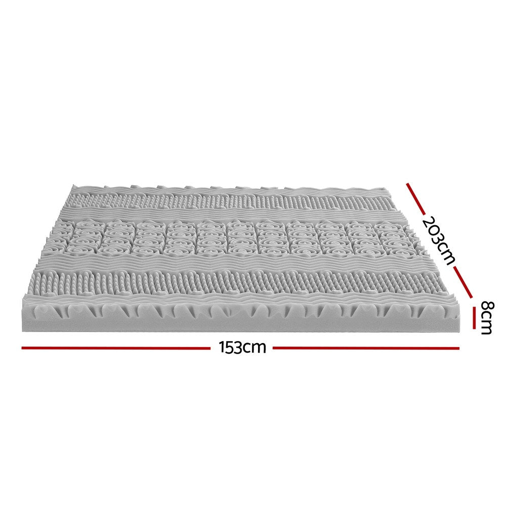 Giselle Bedding 8cm Memory Foam Mattress Topper 7-Zone Graphite Queen MATTRESS-TOP-7Z-8-GY-Q