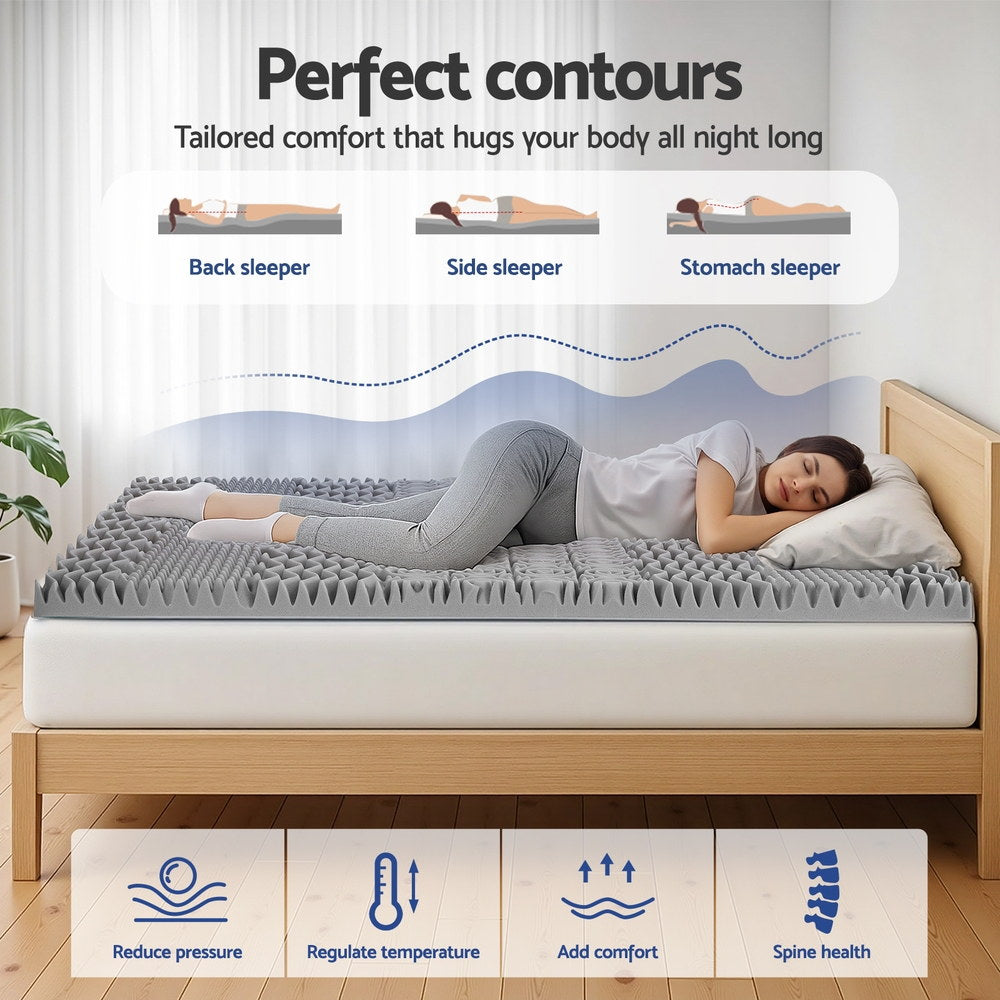 Giselle Bedding 8cm Memory Foam Mattress Topper 7-Zone Graphite Queen MATTRESS-TOP-7Z-8-GY-Q