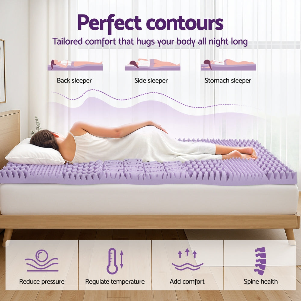 Giselle 8cm Memory Foam Mattress Topper Lavender Infused Bamboo Cover 7-Zone Double MATTRESS-TOP-7Z-8LA-D