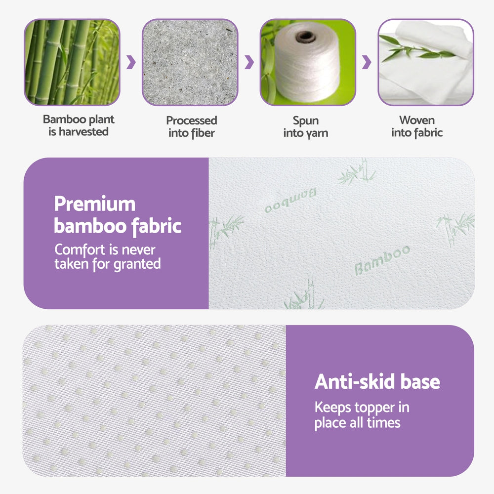 Giselle 8cm Memory Foam Mattress Topper Lavender Infused Bamboo Cover 7-Zone Double MATTRESS-TOP-7Z-8LA-D
