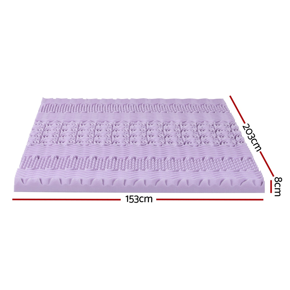 Giselle 8cm Memory Foam Mattress Topper Lavender Infused Bamboo Cover 7-Zone Queen