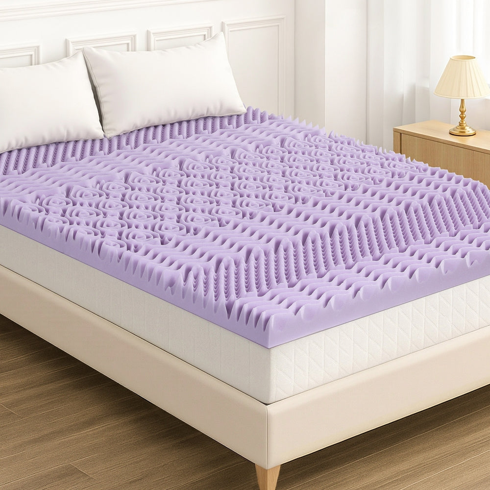 Giselle 8cm Memory Foam Mattress Topper Lavender Infused Bamboo Cover 7-Zone Queen MATTRESS-TOP-7Z-8LA-Q