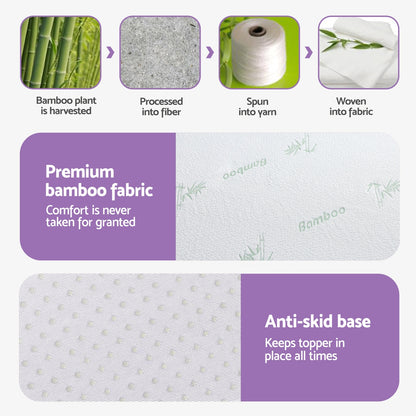 Giselle 8cm Memory Foam Mattress Topper Lavender Infused Bamboo Cover 7-Zone Single MATTRESS-TOP-7Z-8LA-S
