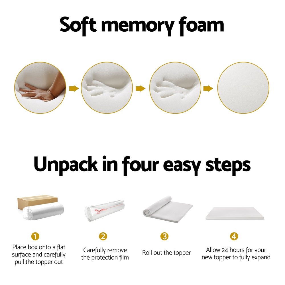 Giselle Bedding Memory Foam Mattress Topper 7-Zone Airflow Pad 8cm King White MATTRESS-TOP-7ZONE-8-K