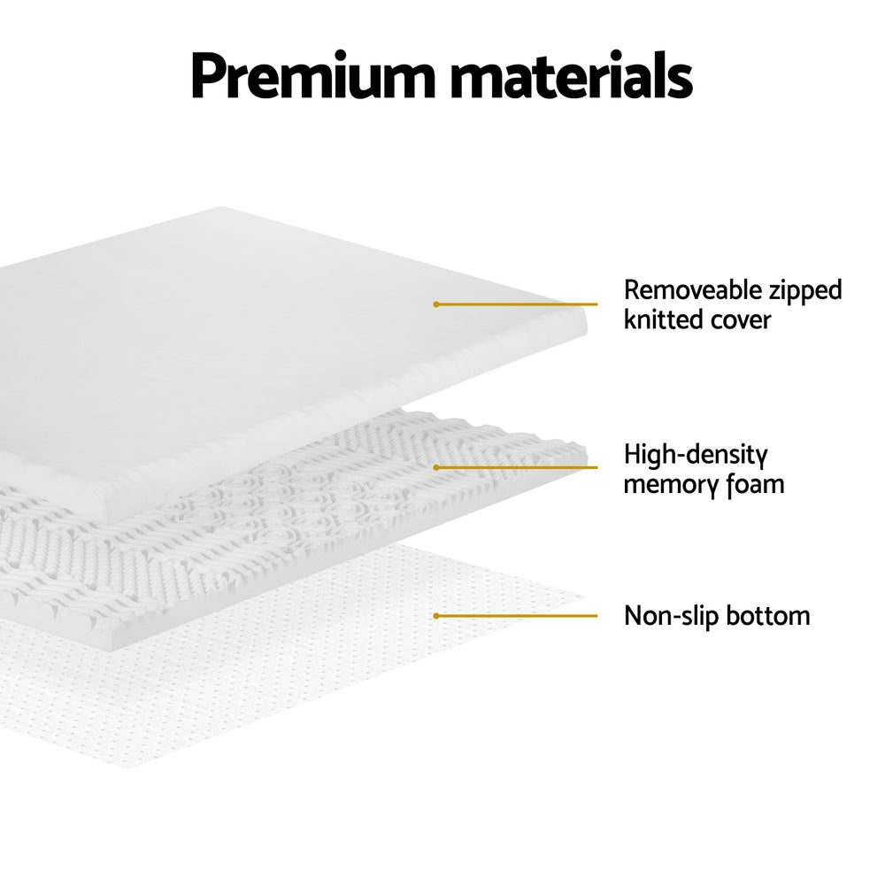 Giselle Bedding Memory Foam Mattress Topper 7-Zone Airflow Pad 8cm Queen White MATTRESS-TOP-7ZONE-8-Q