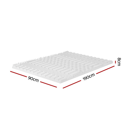Giselle Bedding Memory Foam Mattress Topper 7-Zone Airflow Pad 8cm Single White MATTRESS-TOP-7ZONE-8-S