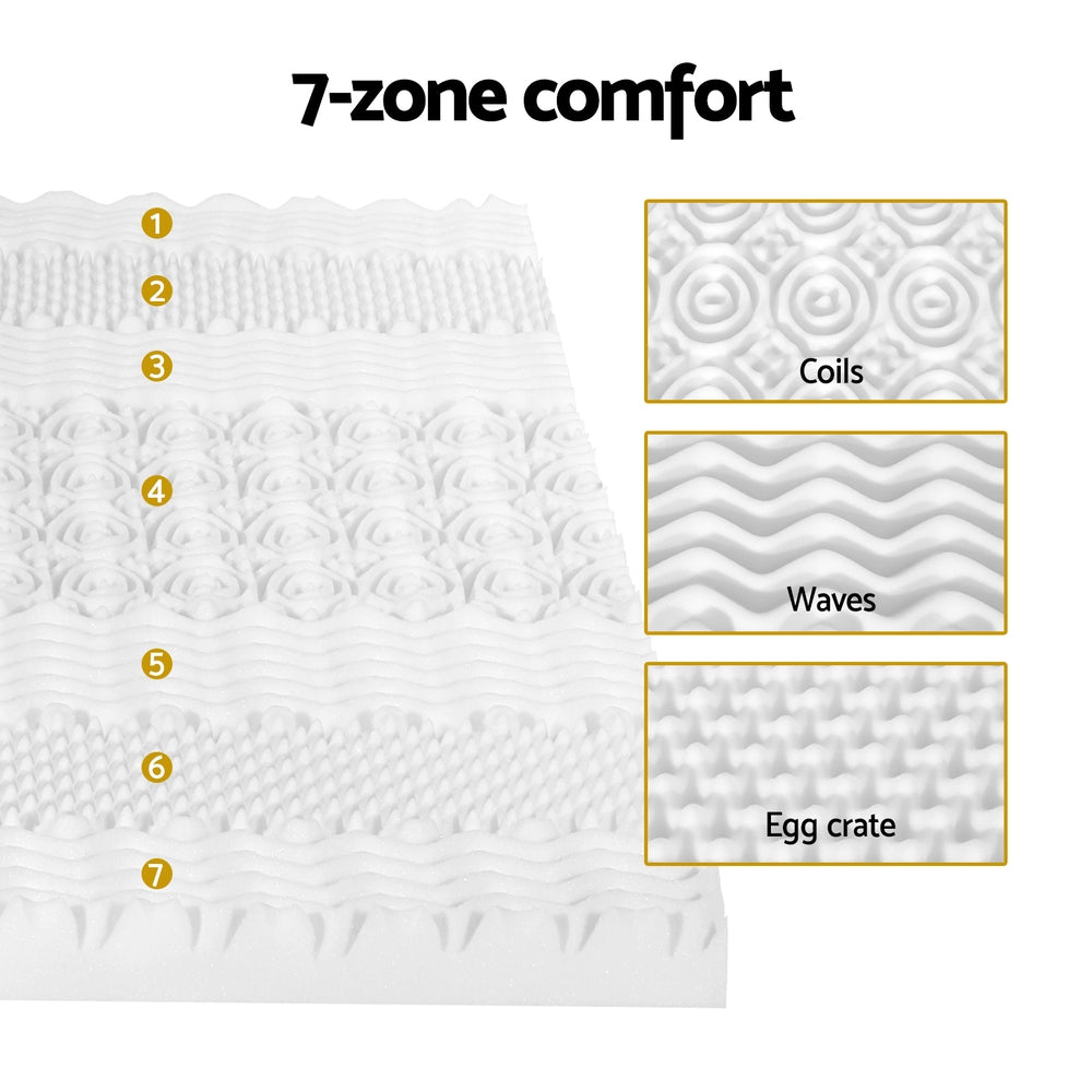 Giselle Bedding Memory Foam Mattress Topper 7-Zone Airflow Pad 8cm Single White MATTRESS-TOP-7ZONE-8-S