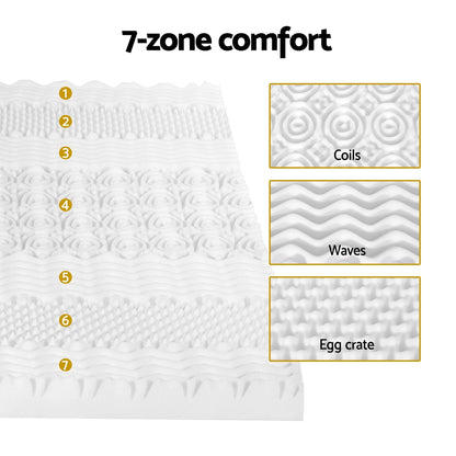 Giselle Bedding Memory Foam Mattress Topper 7-Zone Airflow Pad 8cm Single White MATTRESS-TOP-7ZONE-8-S